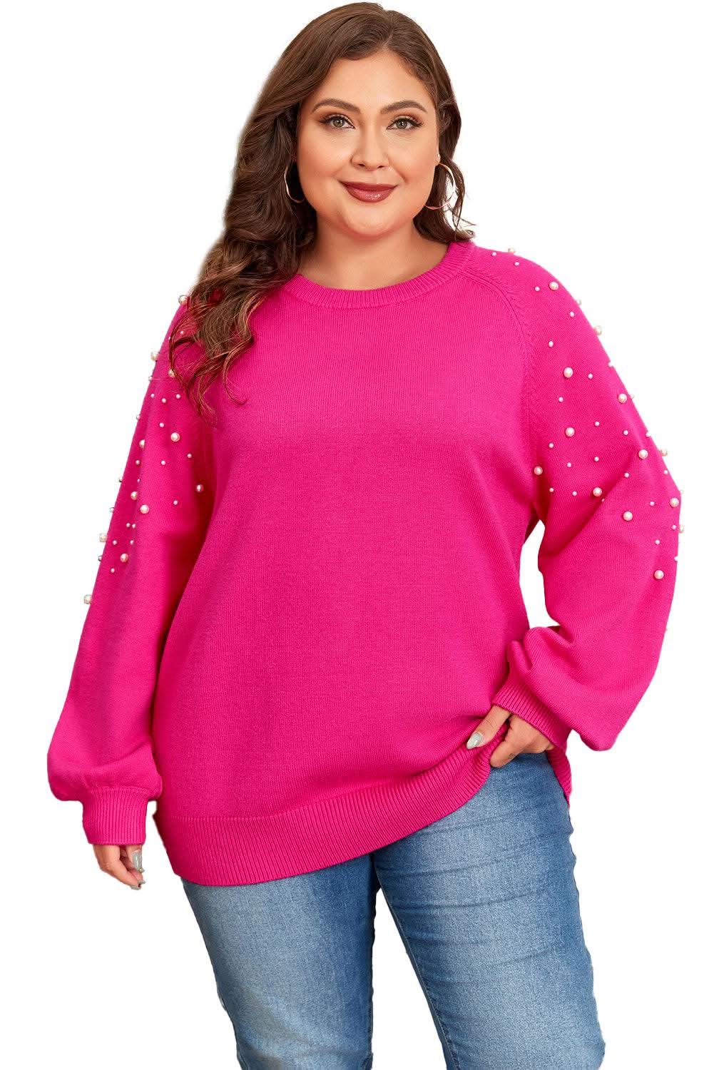Strawberry pink plus size sweater - Love Salve